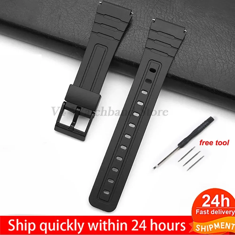 

12 14 16 18 20 22mm Silicone Watch Strap for W800H SGW400 F91W F84 F105/108 A158/168 AE1200/1300 Band PU Resin Bracelet