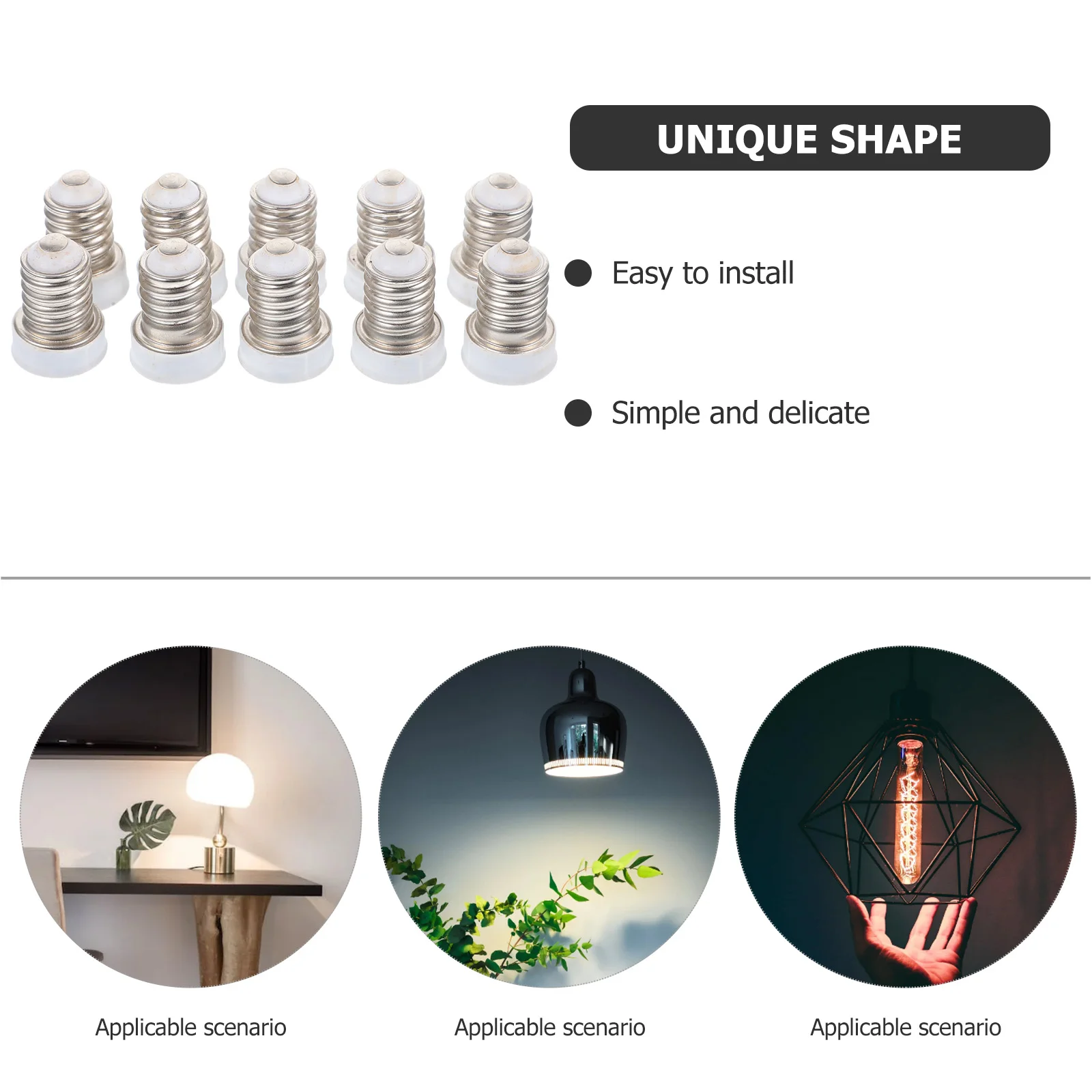 

10 шт. адаптеры для ламп от E14 до E12, белые светодиодные цоколи, преобразователи для гаражной мастерской, винтовой преобразователь, адаптер головки лампы