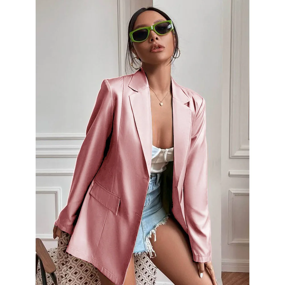 Blazer da donna in raso monopetto estivo elegante Casual su misura su ordinazione Blazer di lusso per abbigliamento donna donna donna