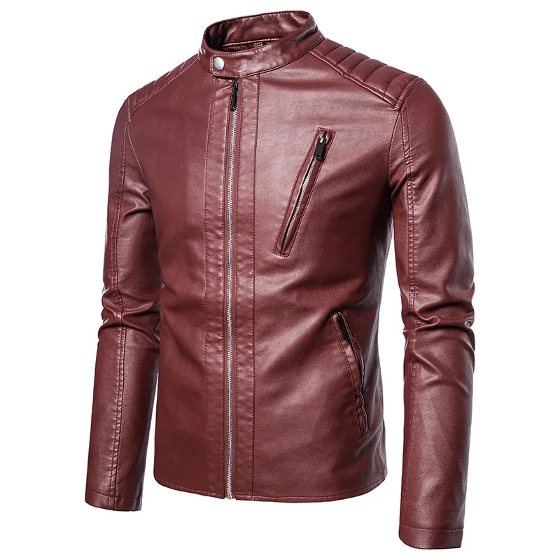 Men\'s Faux Leather Coat Fashion Casual Trend Slim Fit Handsome Youth Spring Autumn Motorcycle Biker Jackets  Men Clothing 5XL