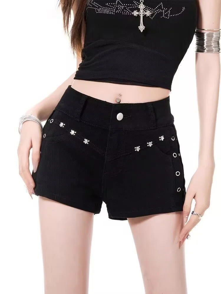orts Vaqueros Nes Retro con Rehes Estilo Chica Picante, Nuevo Modelo de Verano, Talla ande, Estilo Americano, Diseñ...