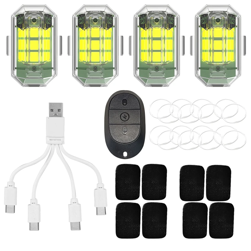 

4 шт. стробоскопическая лампа для самолета Micro-USB зарядка M3 индикатор указателя поворота водонепроницаемый 3,7 В 350 мАч высокая яркость