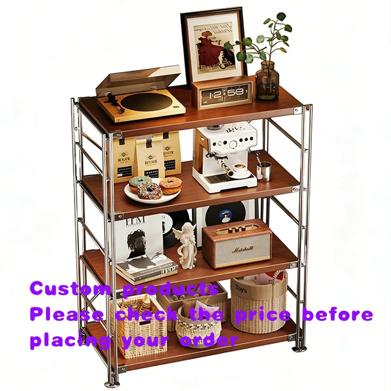 

custom.Factory Customizable Organizer Storage Rack Modern Steel Wood Shelf Multifunctional Display Stand Space-saving S