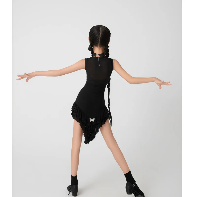 customized women's adult girls Latin dance costume practice sleeveless performance suit fringe dress tassel skirt faldas set