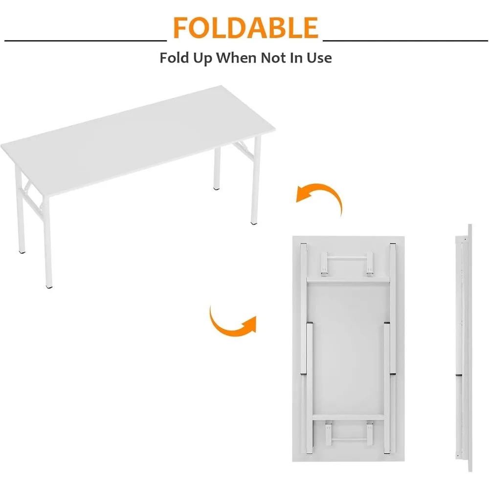 Computer Desk Office Desk 62 inches Folding Table with Certification Computer Table Workstation, White AC5DW-157