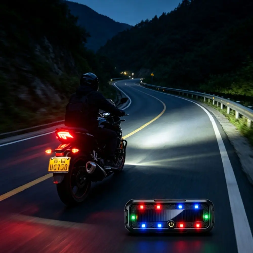 Solar-Powered Solar LED Warning Strobe Light LED Self-Adhesive Rear Safety Flash Lamp Waterproof Performance
