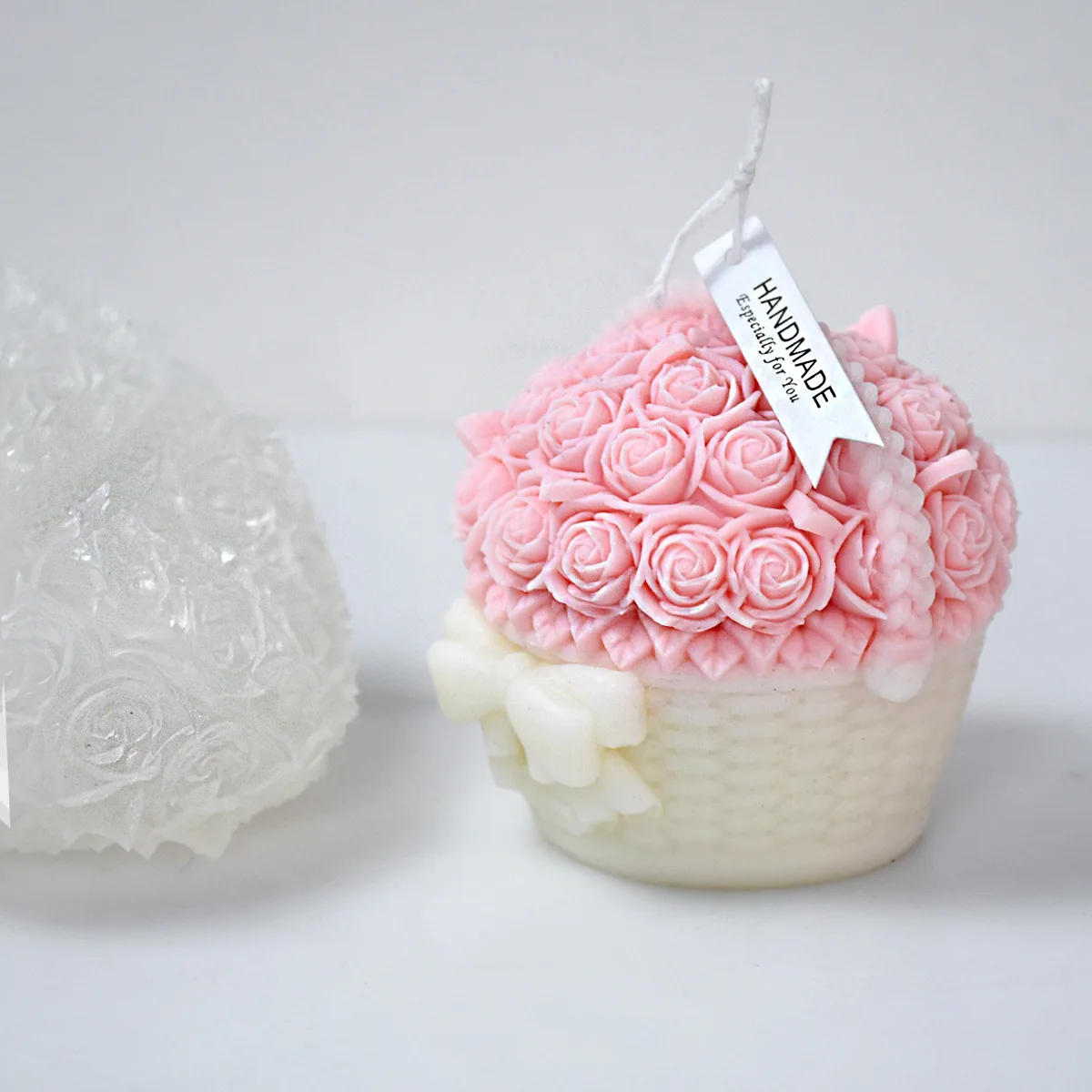 Rose Flower Basket Scented Candles Silicone Mould DIY Aromatherapy Candle Aroma Stone Gypsum Making Tools Mold Home Table Decor