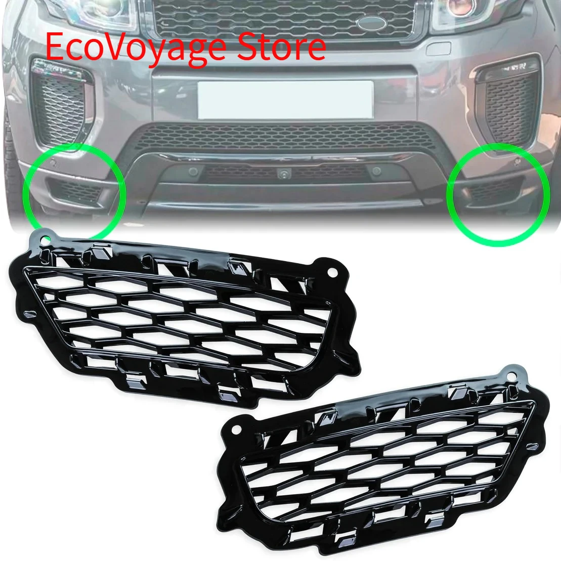 A Pair Front Bumper Lower Vents in Gloss Black for Range Rover Evoque (HSE Dynamic model) 2016-19 LR079667 LR079666