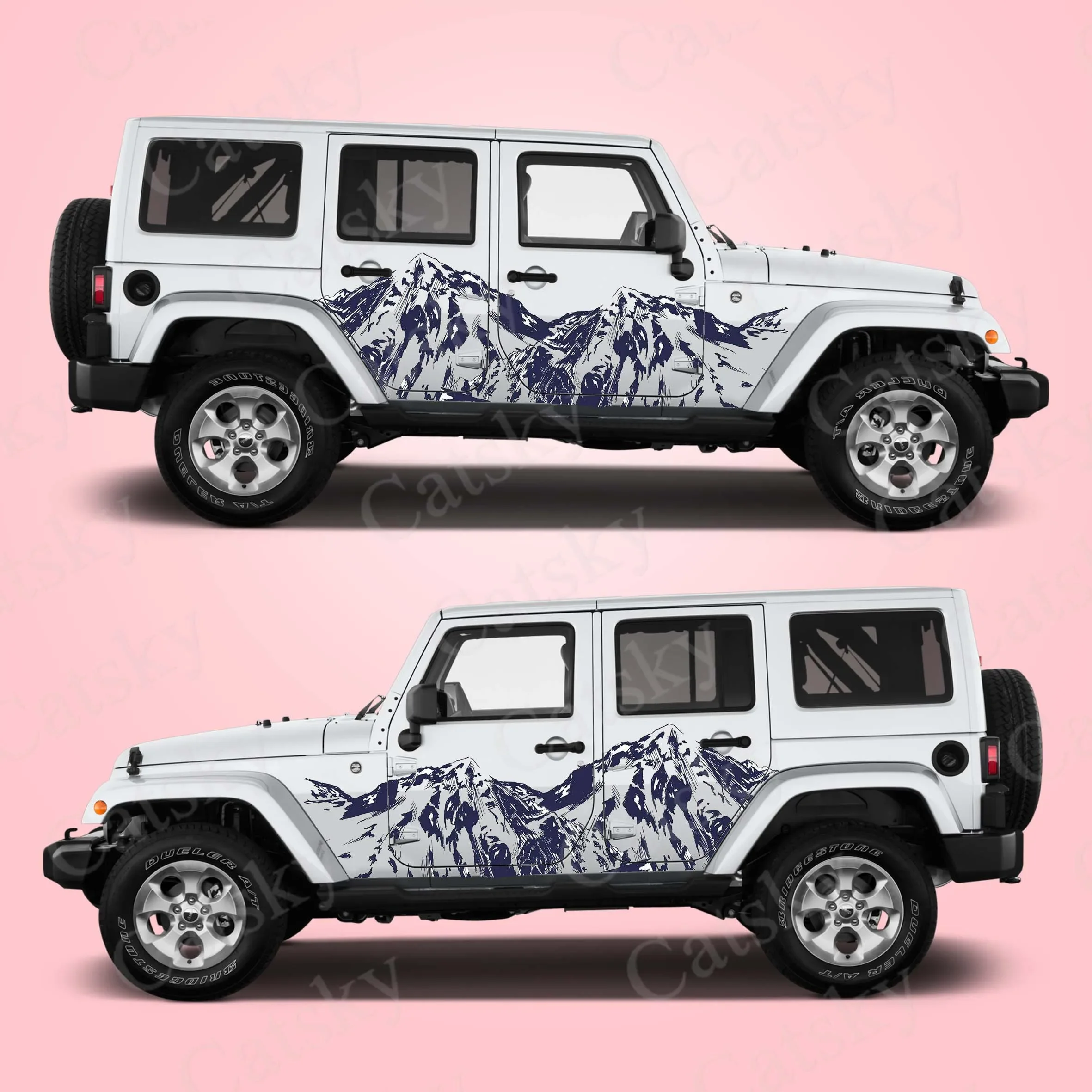 Mountain Car Side Sticker Decoration Protection, Waterproof Self-adhesive Decal Auto Accessories Wrap Cover