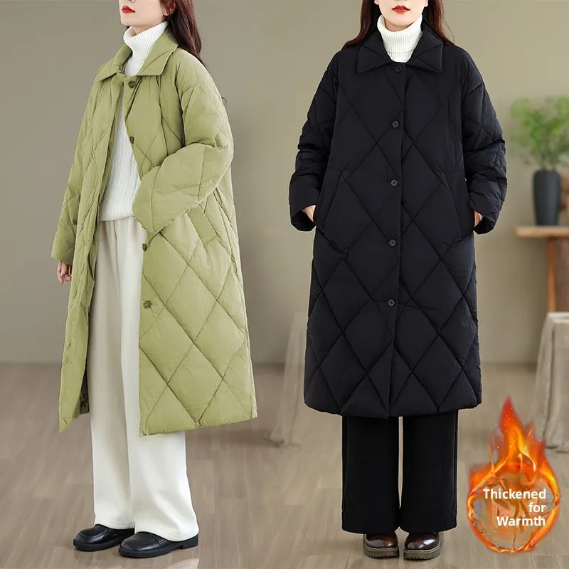 

Женское легкое пуховое хлопковое пальто Jaet Winter Thi, теплое пальто длиной до колена, верхняя одежда с длинным свечом и квадратным воротником