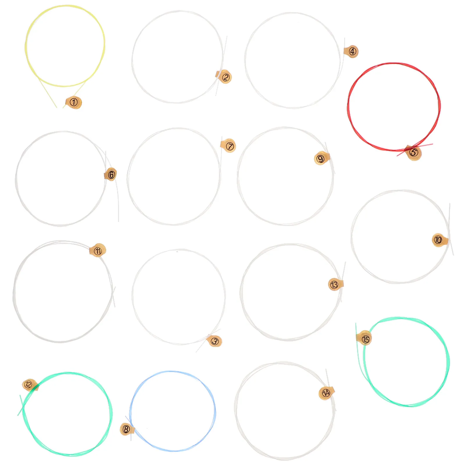 Kit de remplacement de cordes de lyre, 15 pièces, cordes d'harpe robustes et durables avec un beau son, une résonance riche, des transitions fluides, musicales
