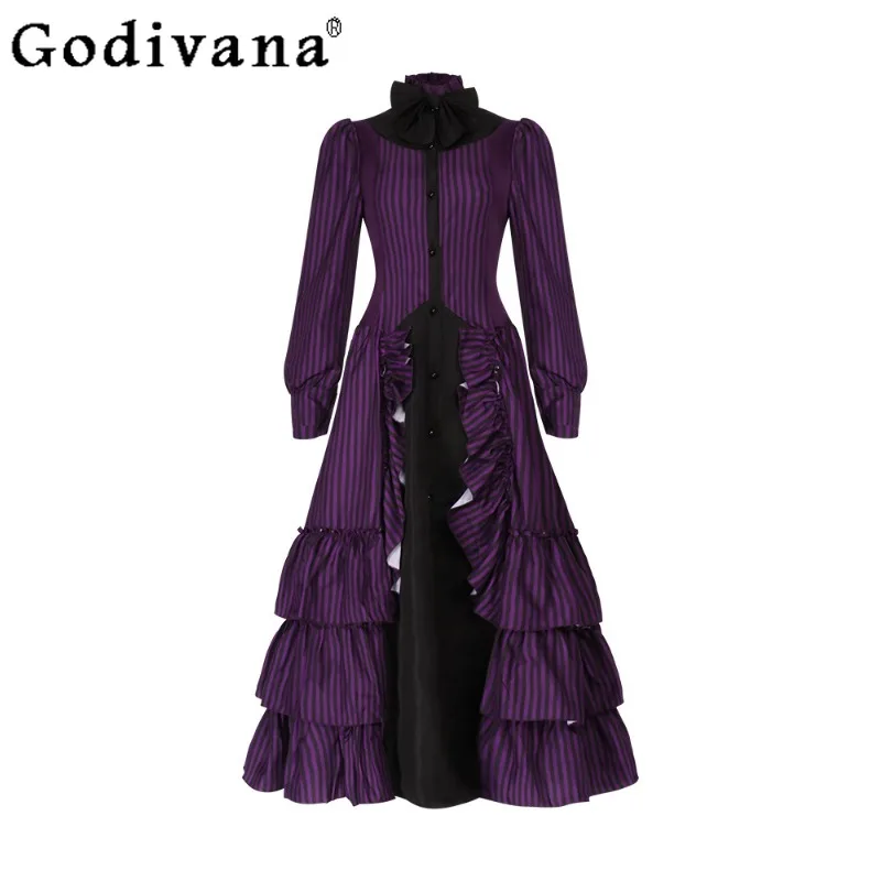 

Женское плиссированное платье в готическом стиле с бантом и длинными рукавами, костюмы для ролевых игр, комплекты женских костюмов в стиле аниме на Хэллоуин