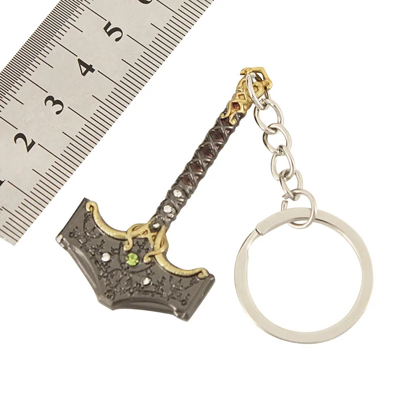 6cm God of War Ragnarok Thor Hammer Pendant Keychain for Men Game Peripheral Model Key Ring Key Finder Fans Cosplay Jewelry Gift