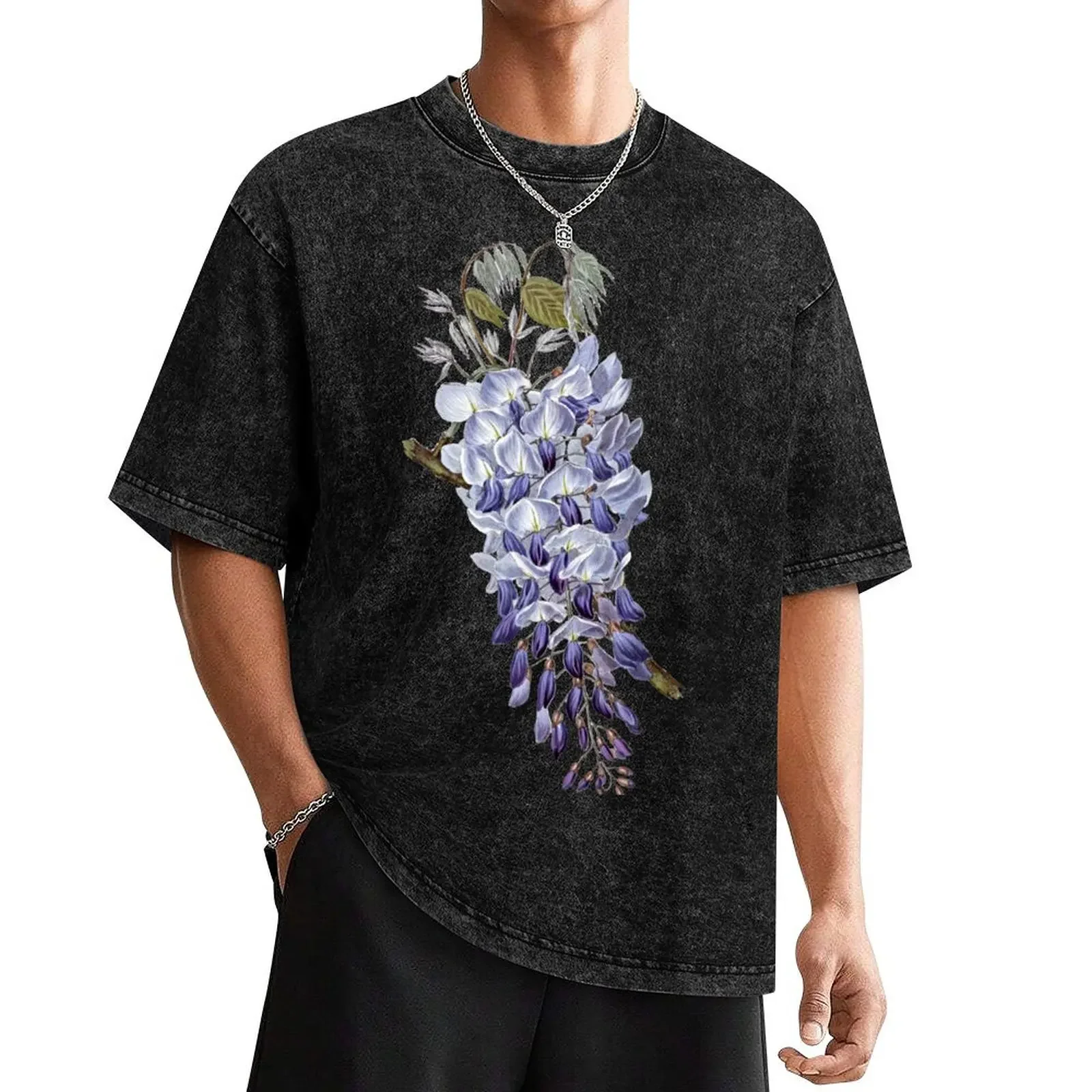 Vintage - Flower - Wisteria T-Shirt summer top oversized graphic tee shirts men graphic