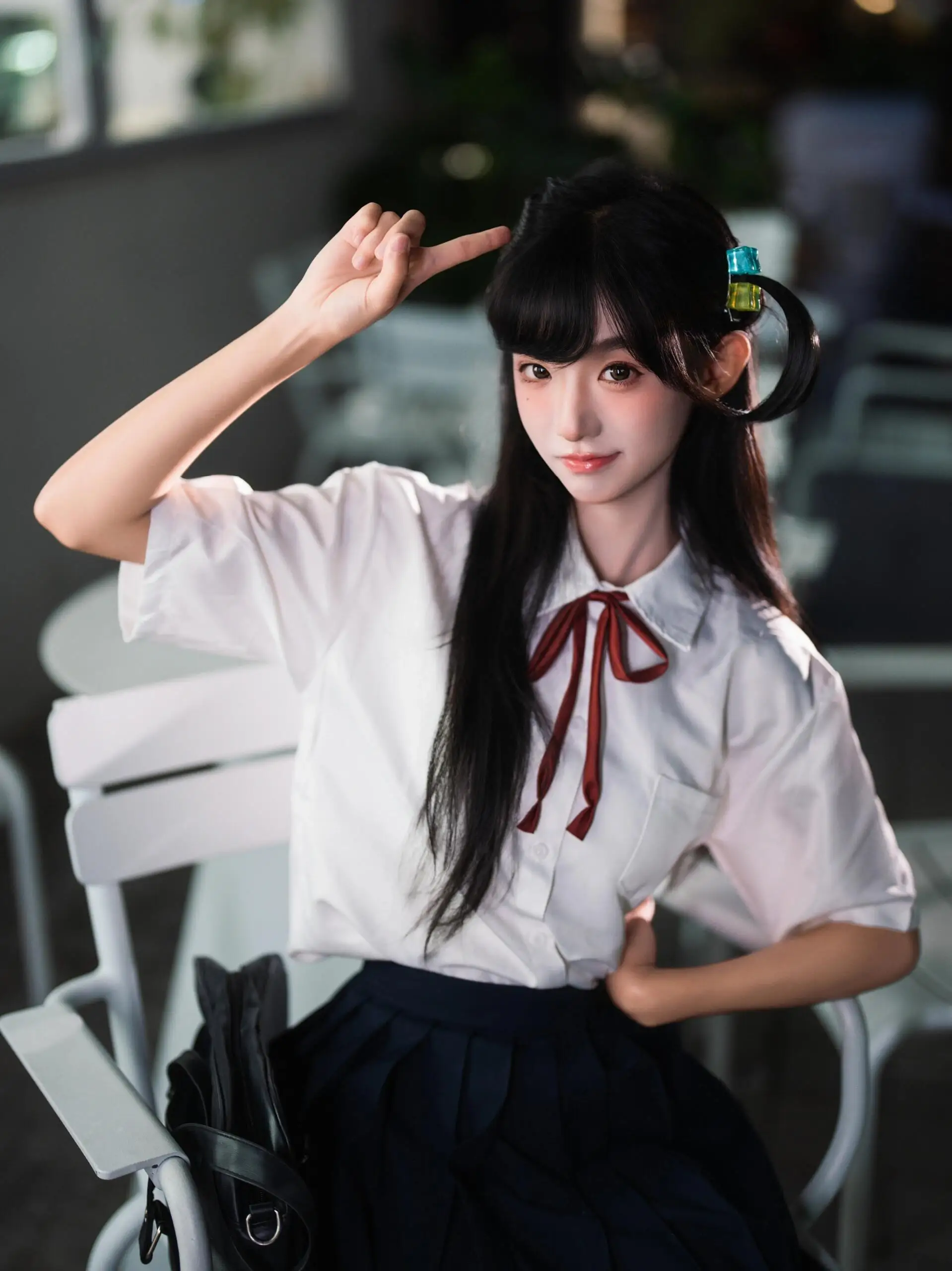 

Original Japanese Sle orm irt Women's Basic Long Sve Pointed Collar Versatile School orm White irt Set