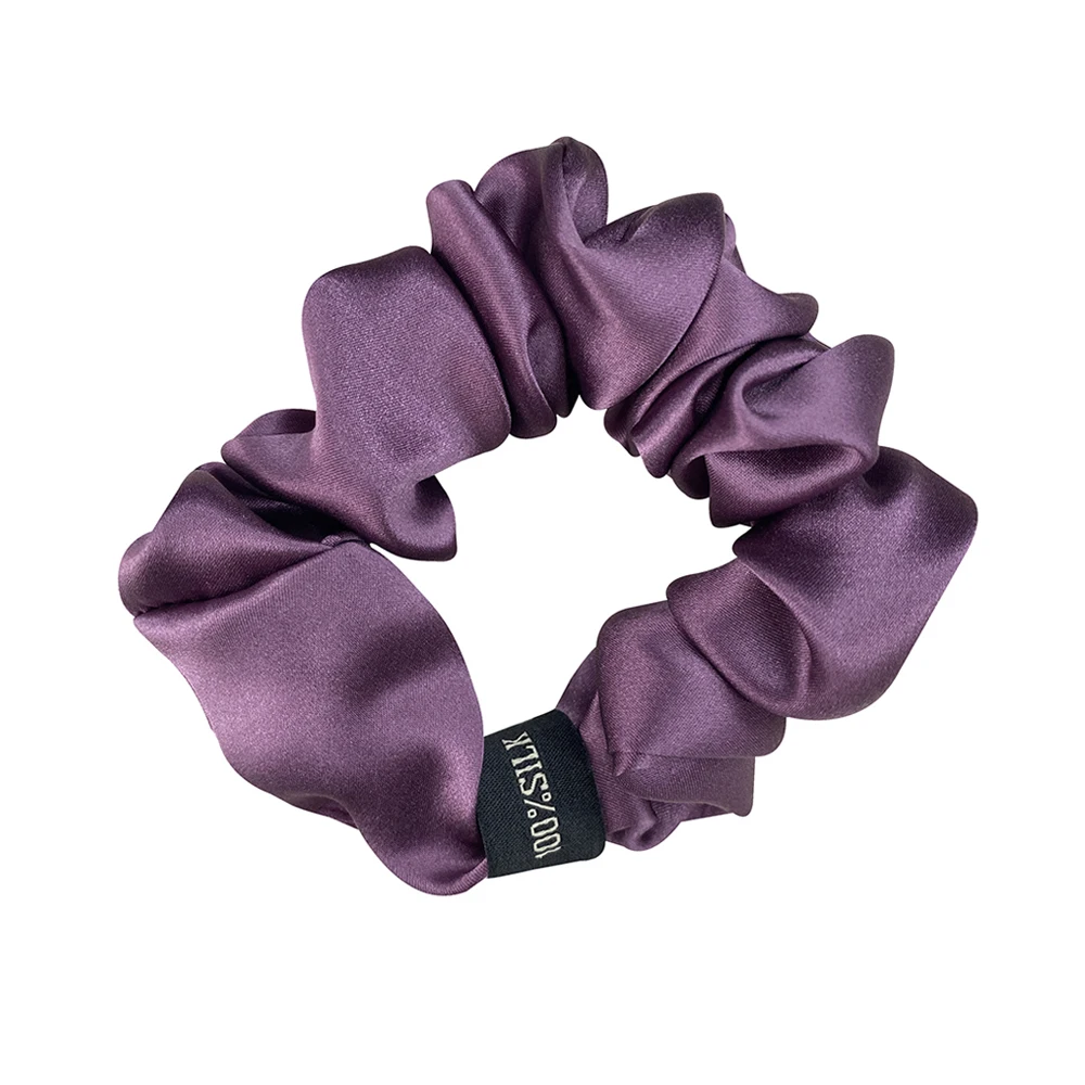 100% Pure Mulberry Silk Large Scrunchies Rubber Bands Hair Ties Ropes Elastics Ponytail Holder for Women Girls 19 Momme 3.5CM