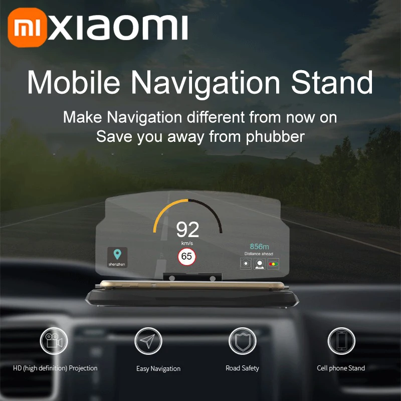 Xiaomi Car Speedometer Wireless Charging HUD Head-Up Display Digital Speed Meter Projector Vehicles Auto Electronics Accessories