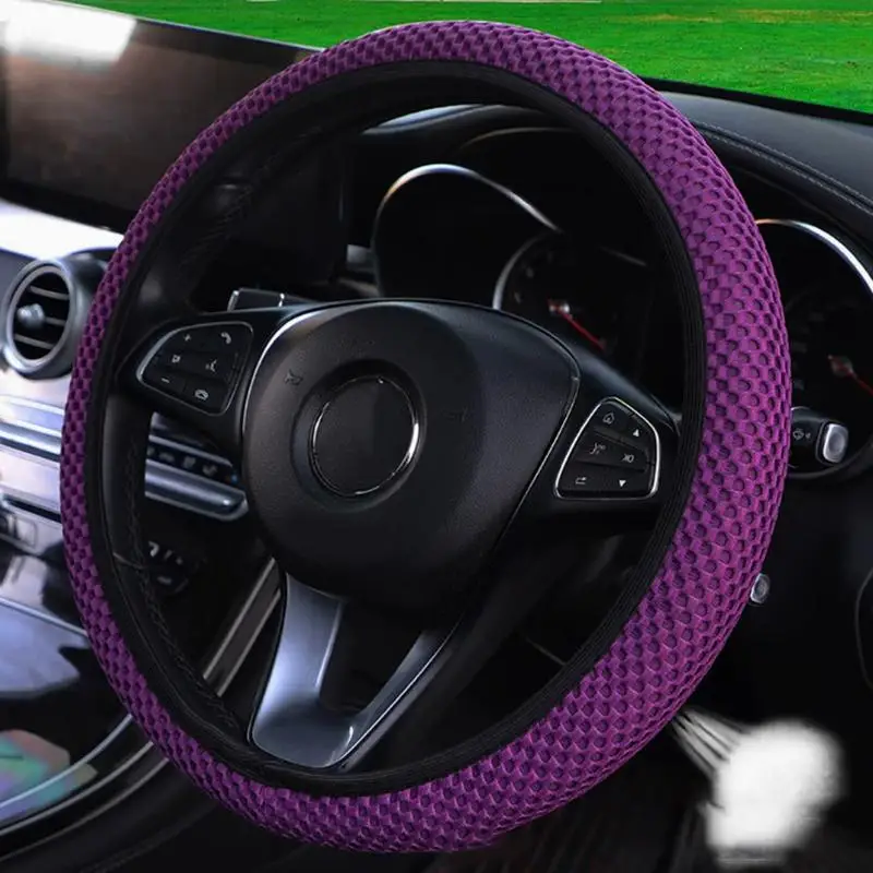 Car Steering Wheel Cover Universal with Elastic Band 37 38cm Breathable Non Slip for Daily Use and Long Distance Driving
