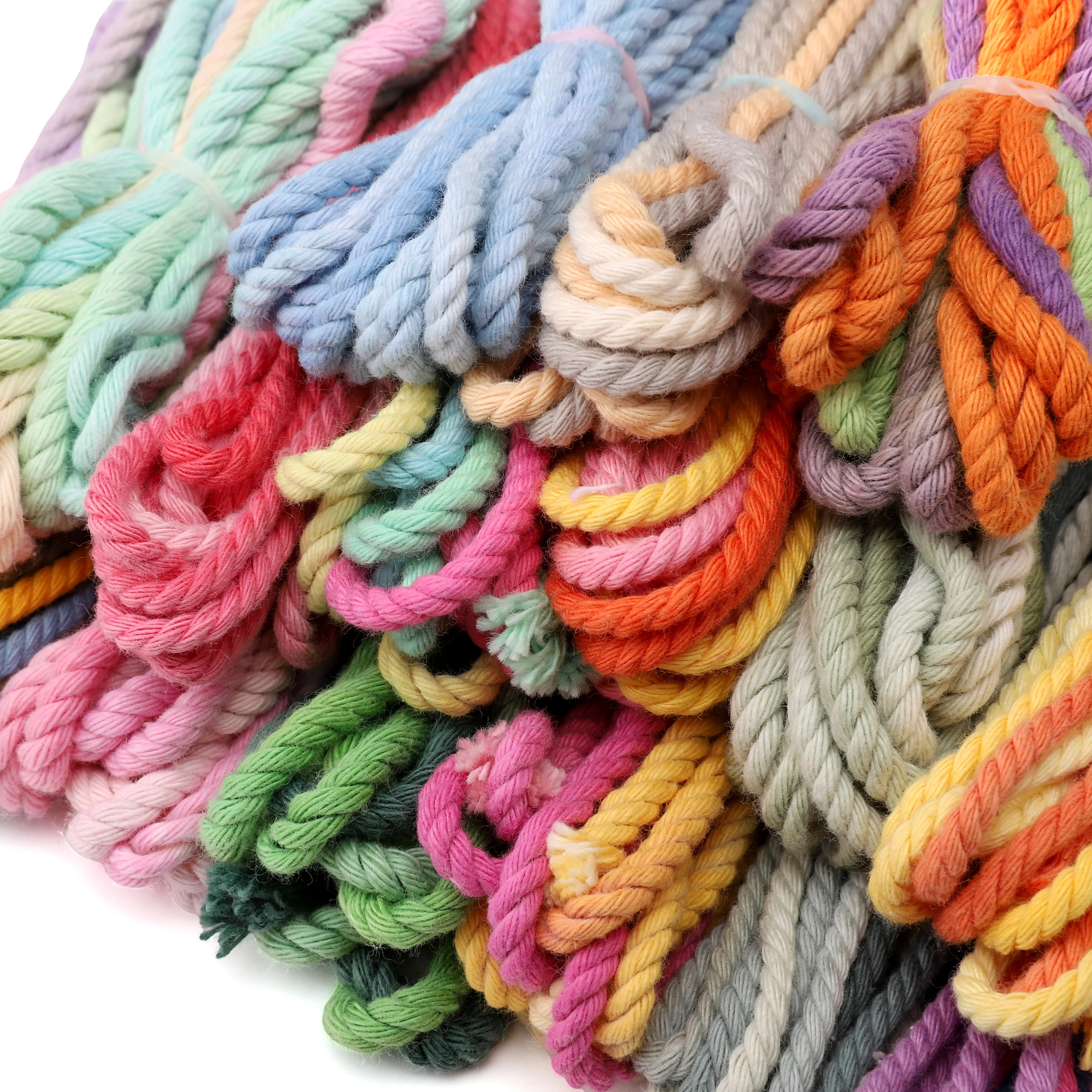 Colorful 3.5mm Round Soft 3 Strands Twisted Rope Cotton Rope for Twisted Shoe Laces Home Decoration DIY Crafting
