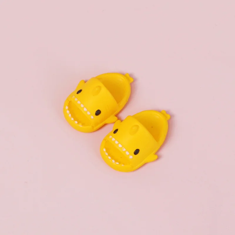 Pair Of 1:12 Dollhouse Miniature Things Cute Shark Slippers Doll Shoes Suit For Ob11 1/12 Bjd Doll Gsc DOD, YMY Doll Accessories