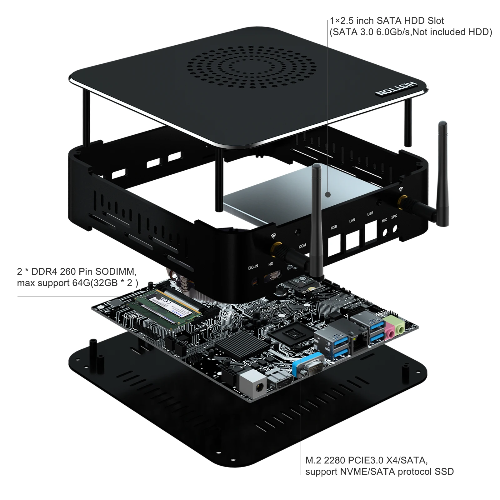 High Performance   I5-9300H Mini PC with WiFi6 45W 64GB 8USB Port 2.5 Inch HDD/SSD for Programming New Product