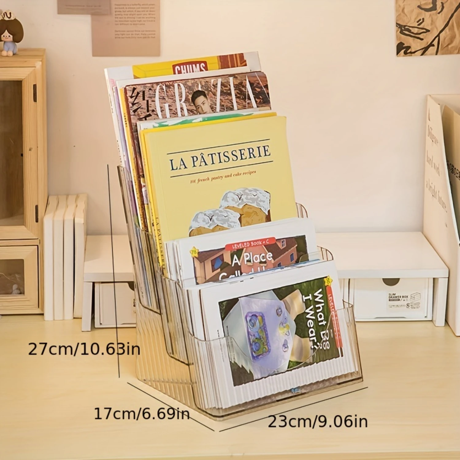 

1pc Acrylic Transparent Rack, Book Classification Rack, Picture Book Display Rack, Multi-layer Hangable Box For Storing Magazi