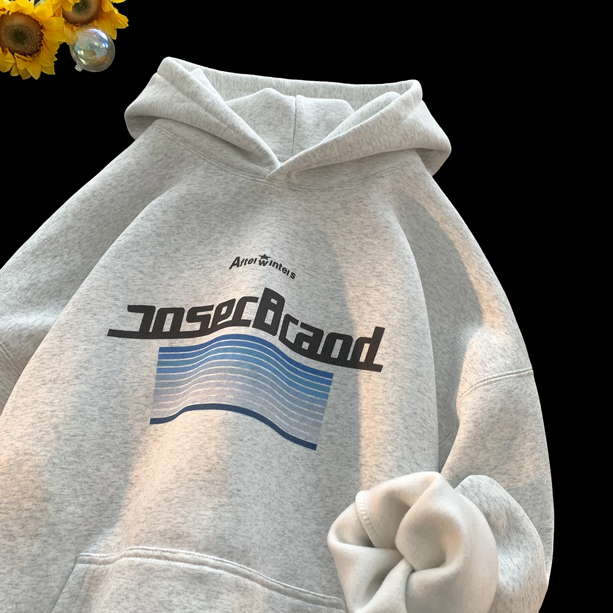 

Утепленная флисовая толстовка с капюшоном для подростков, теплая повседневная верхняя одежда в американском стиле, оверсайз, свободный крой, осень-зима, молодежная мода