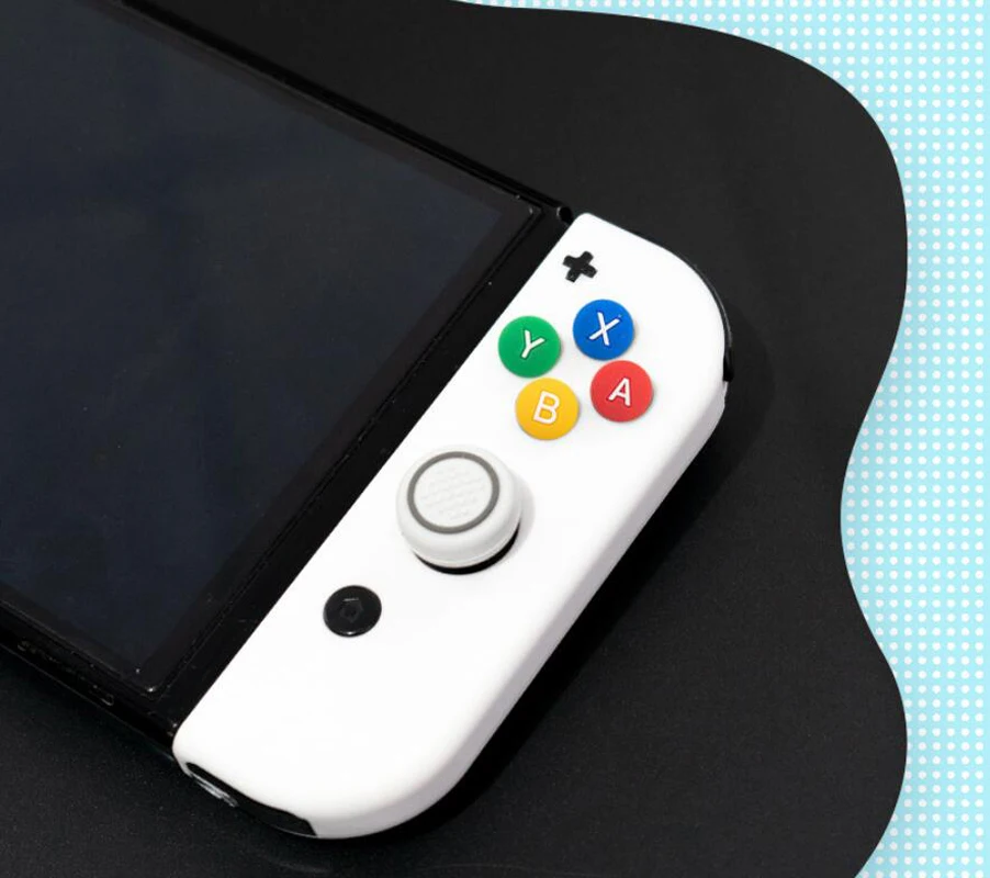 حقيبة جلد ملصق مفتاح ABXY للتبديل Oled NS ، Joy-Con ، عصا الإبهام ، غطاء قبضة ، سيليكون ناعم ، D-Pad ، زر متقاطع ، تصميم جديد