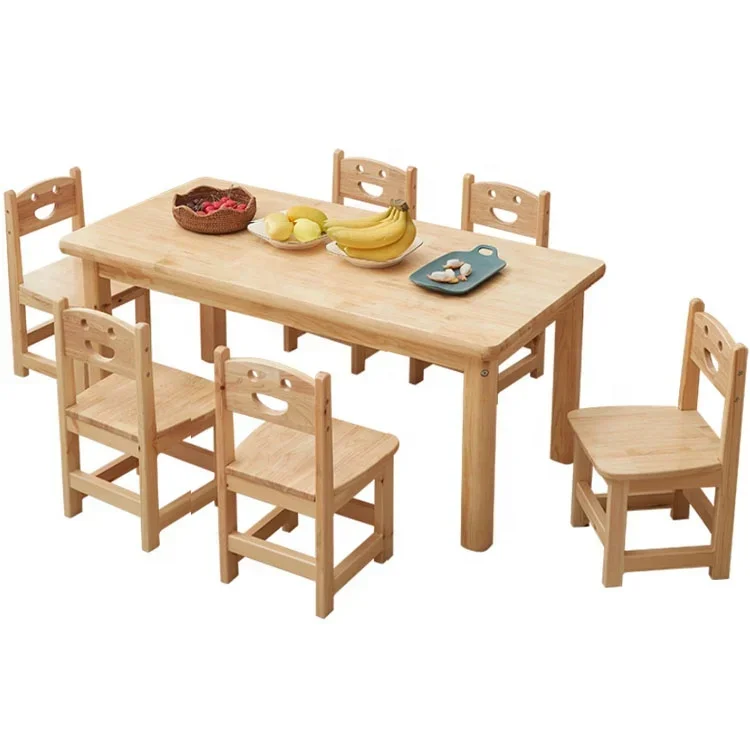 

2026 customized cheap natural wooden children study table and chair set