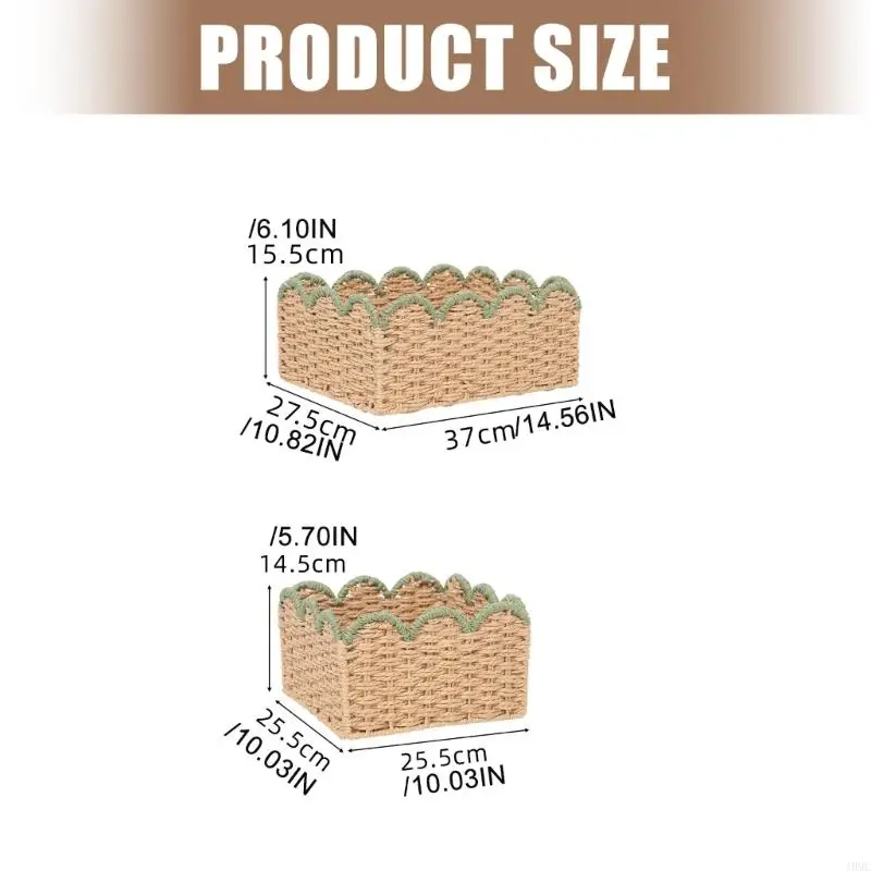 Hand Braided Paper Fiber Baskets Versatile Storage Solution For Any Room J0MC