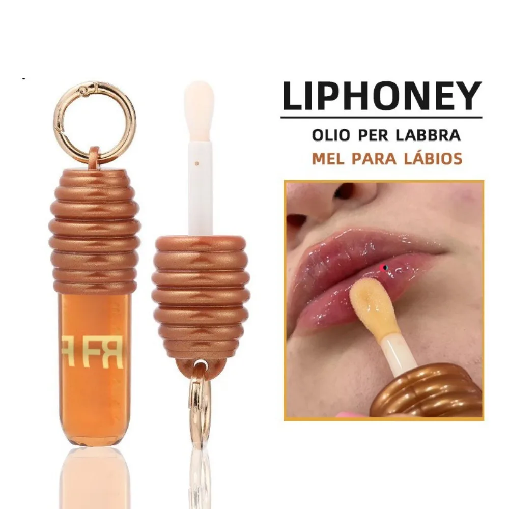 取り外し可能なキーホルダー付きの贅沢なハニーリップオイル、荒れた唇のための栄養を与えるフランス製フォーミュラ、毎日の保湿、美容の必需品、メイクアップ