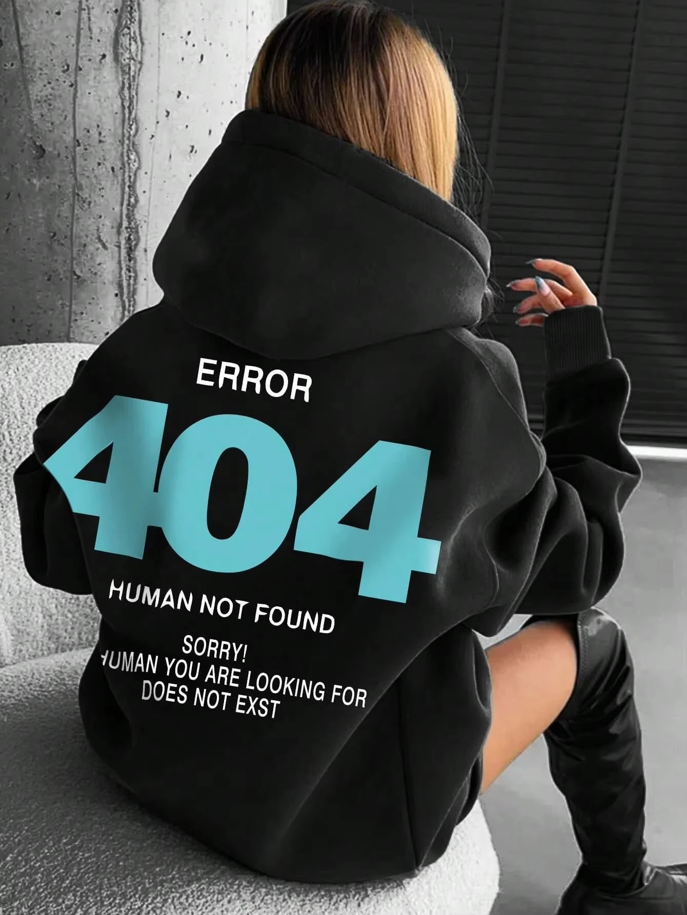 Autumn and Winter Men's Sweatshirt Error 404 Not Found Human Sorry Print Women's Trend Outdoor Leisure Loose Street Sportswear