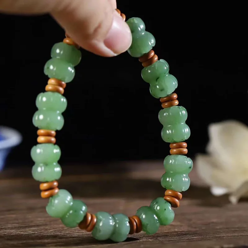 Natural Hetian Jade Russian Old Material Double Bracelet