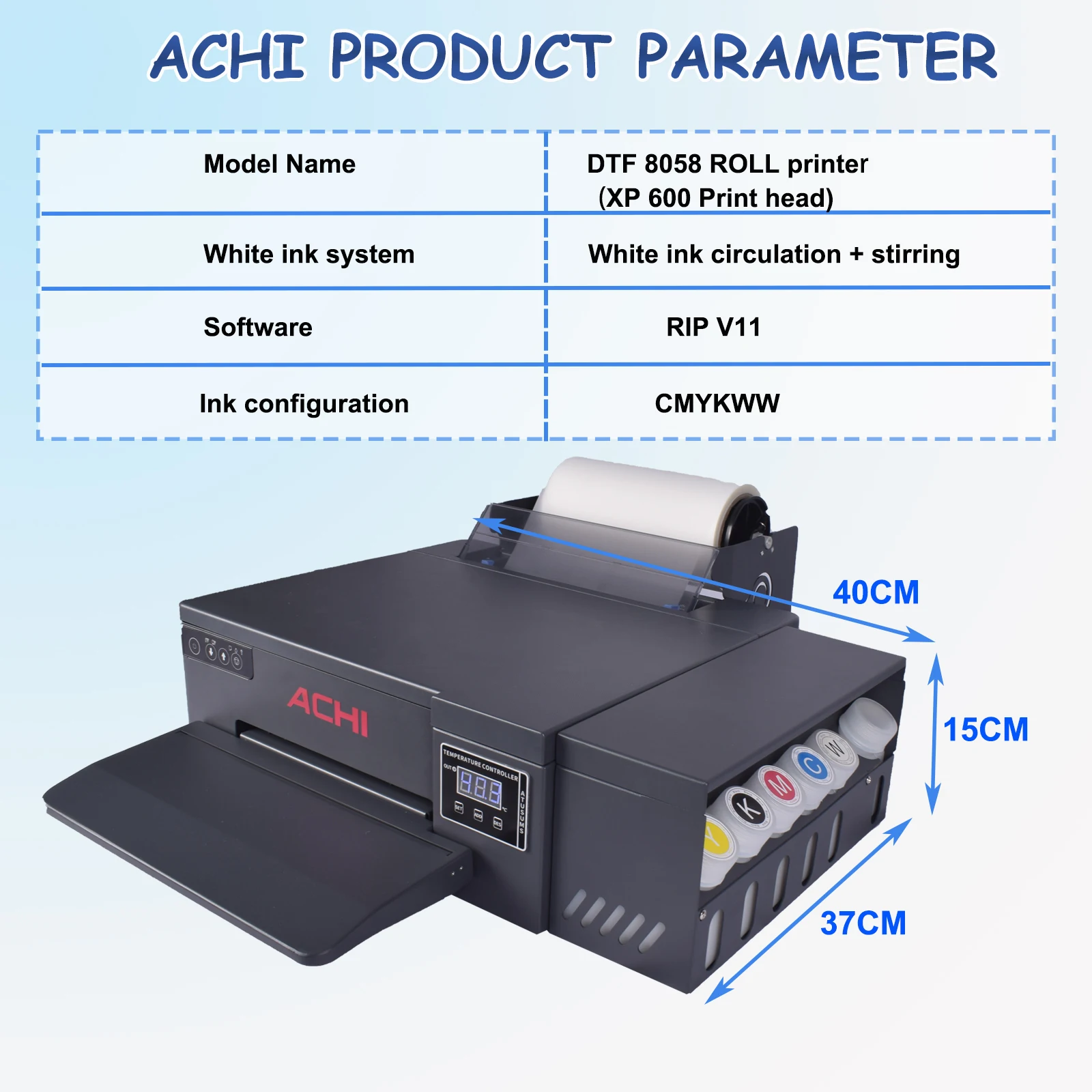 ACHI سطح المكتب المحمول لتقوم بها بنفسك A4 DTF لفة الطابعة مع XP600 رأس الطباعة A4 100 متر لفة فيلم للنسيج الحرف اليدوية قبعة الملابس الطباعة