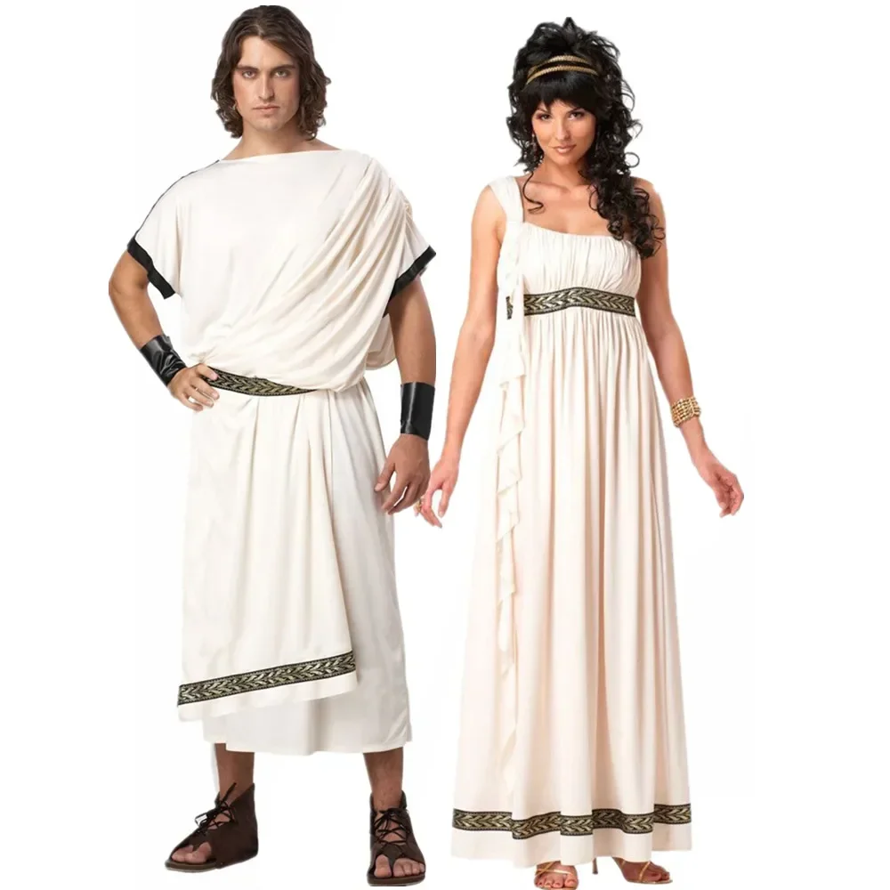 Halloween Mitologia Postać Olympus Zeus Hera Toga Grecka Bogini Kostium Cosplay Odzież dla mężczyzn Kobiety Pary