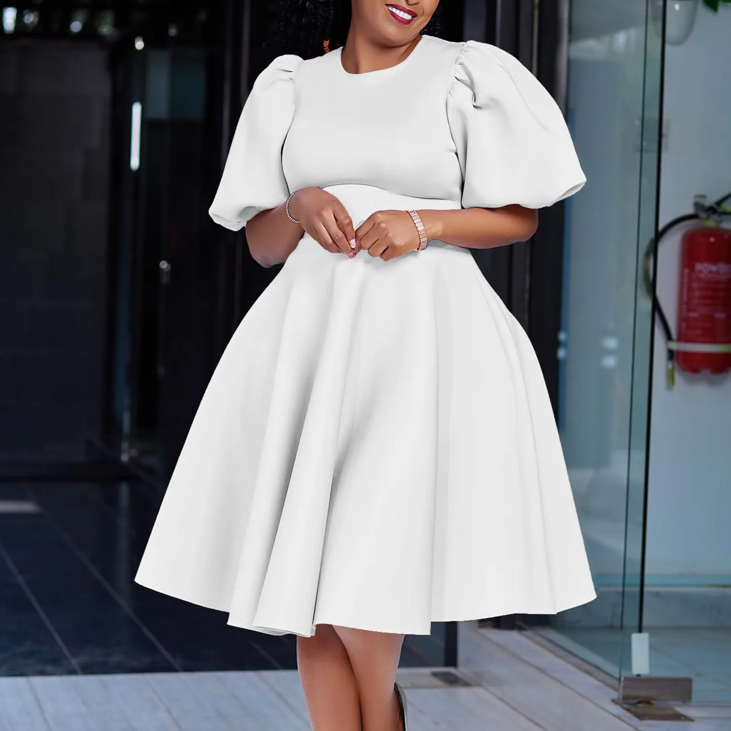 sachin and babi light blue dress Elegant Dresses for Woman 2024 O Neck Short Sleeve High Waisted Pleated Mid  Calf Luxury Female Birthday Party Dinner Vestidos