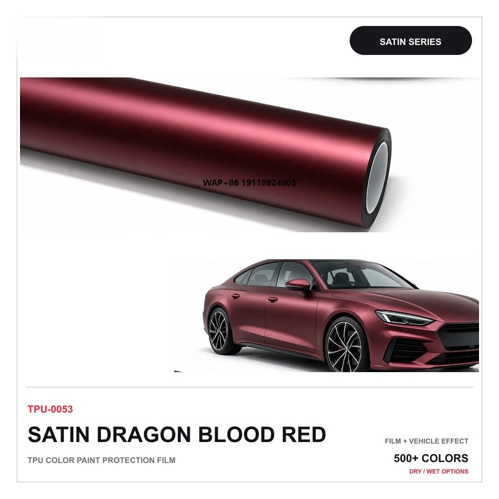Satin TPU Color PPF Dragon Red Car Paint Protection Film Dry or Wet Install