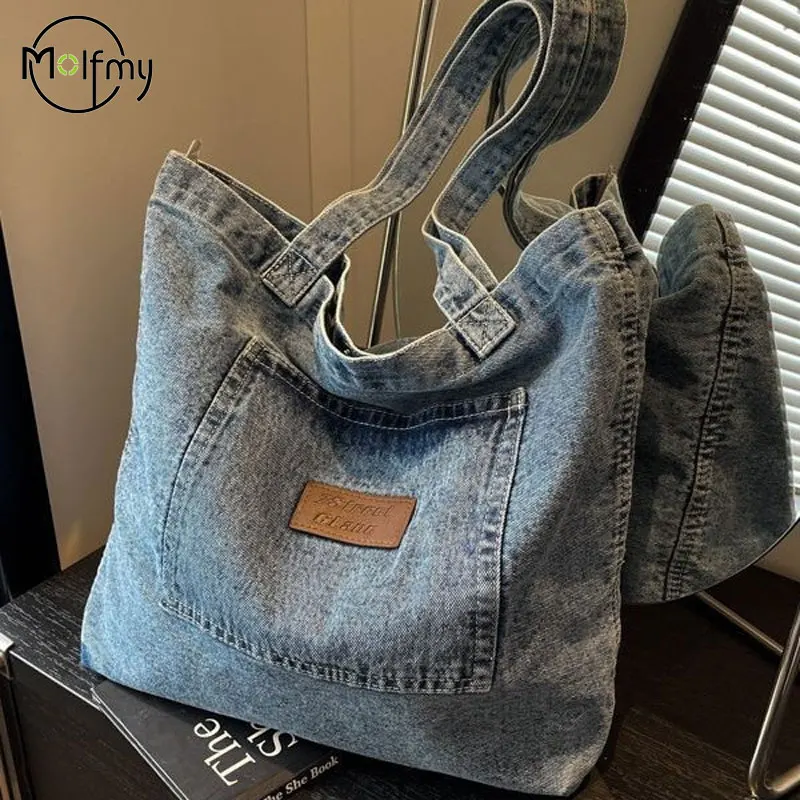 Denim Designer Handbag Luxury Designer Tote Bag Fashionalbe Clutch Bags SolidColor Underarm Simple Female Commuter Handbags 2024