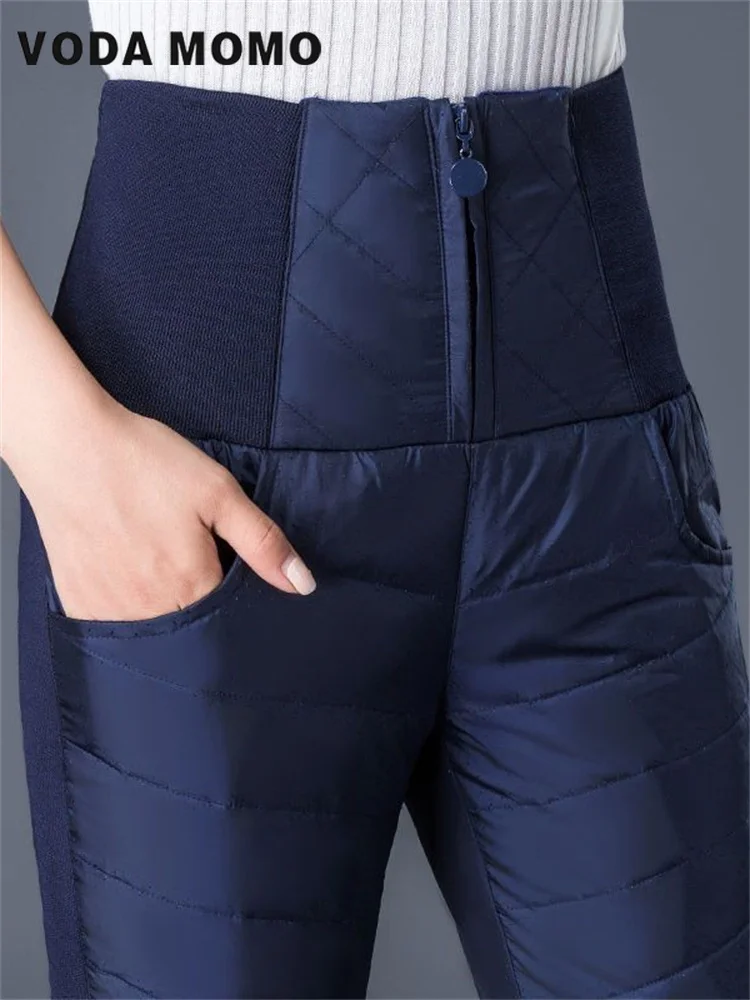 Women's Snow Wear Basic Straight Trousers 2023 New Winter Windproof Warm Ultra-light Duck Down Sweatpants High Waist Baggy Pants