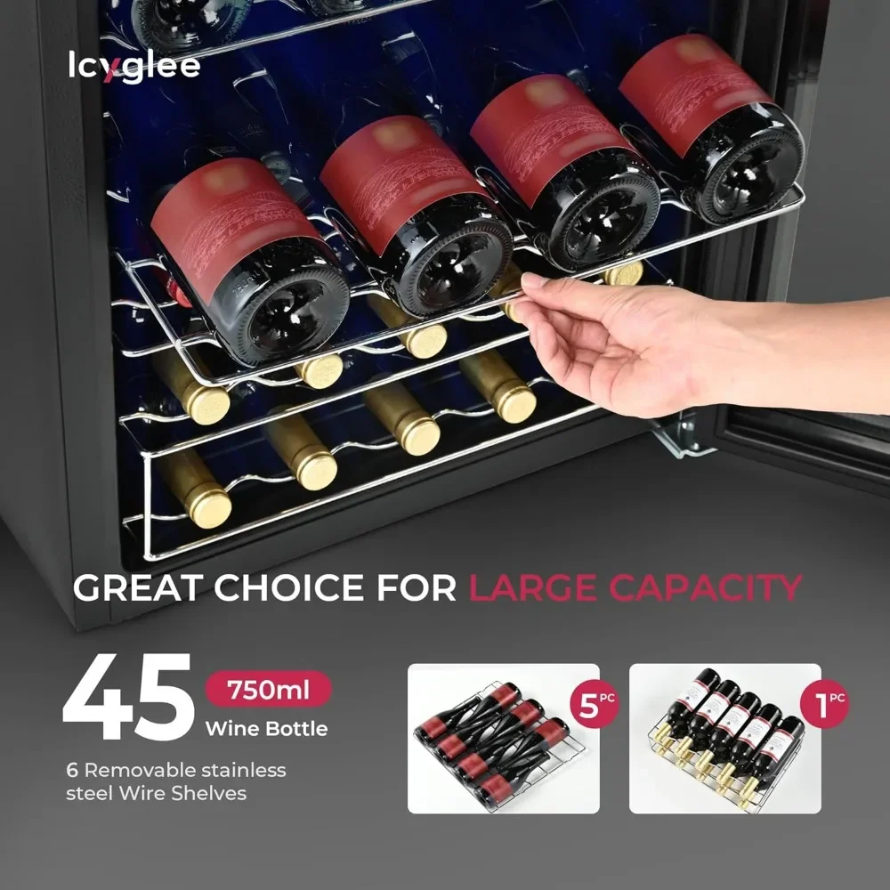 

4.5 CU.FT Wine Cooler Refrigerator, Small Built-in Wine Fridge for Red, White and Champagne, Mini Fridge with Adjust Temperature