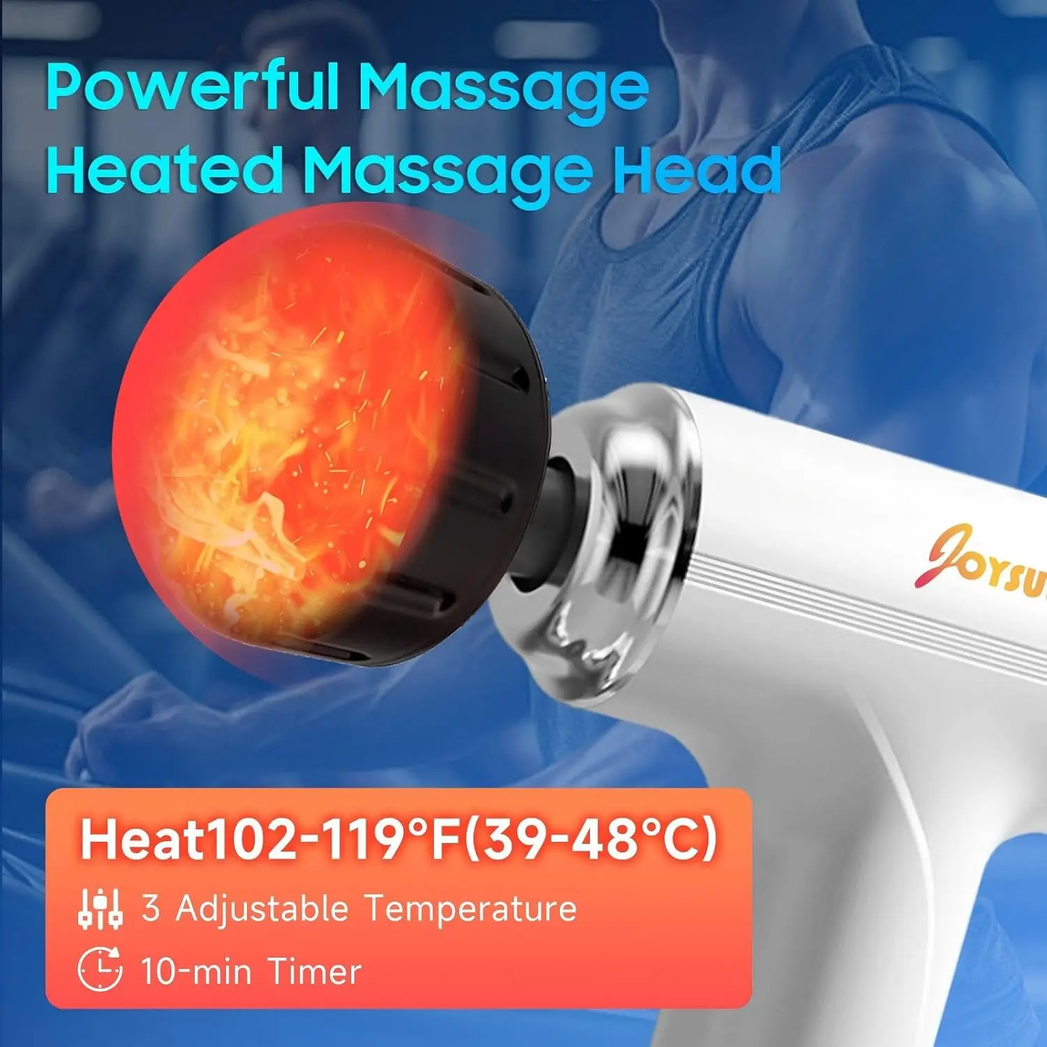 مسدس تدليك ساخن مع سرعات قابلة للتعديل لتخفيف الأنسجة العميقة واستعادة الأنسجة - مدلك محمول للمنزل والسفر #3