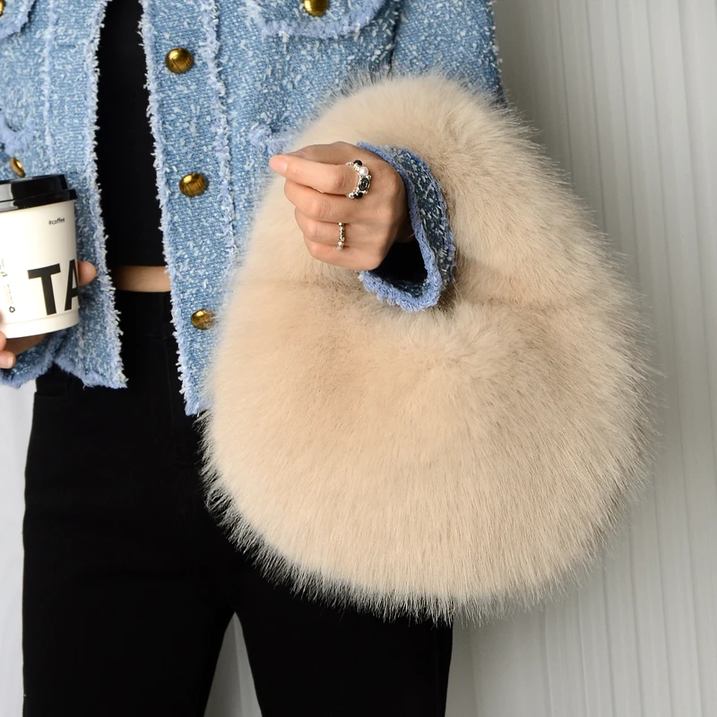 

Женская зимняя повседневная меховая сумка на плечо, мягкая плюшевая однотонная сумка-клатч, легкая женская сумка-бродяга