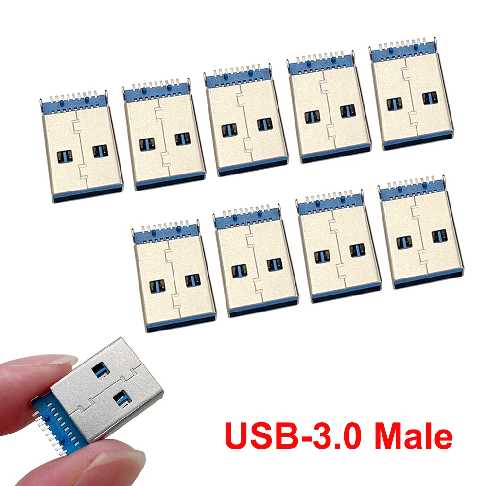 

10pc USB 3.0 A Type Male Plug Connector 9 Pin Soldering 180 degree SMD High-speed Data Transmission USB-A Jack Charging plug DIY