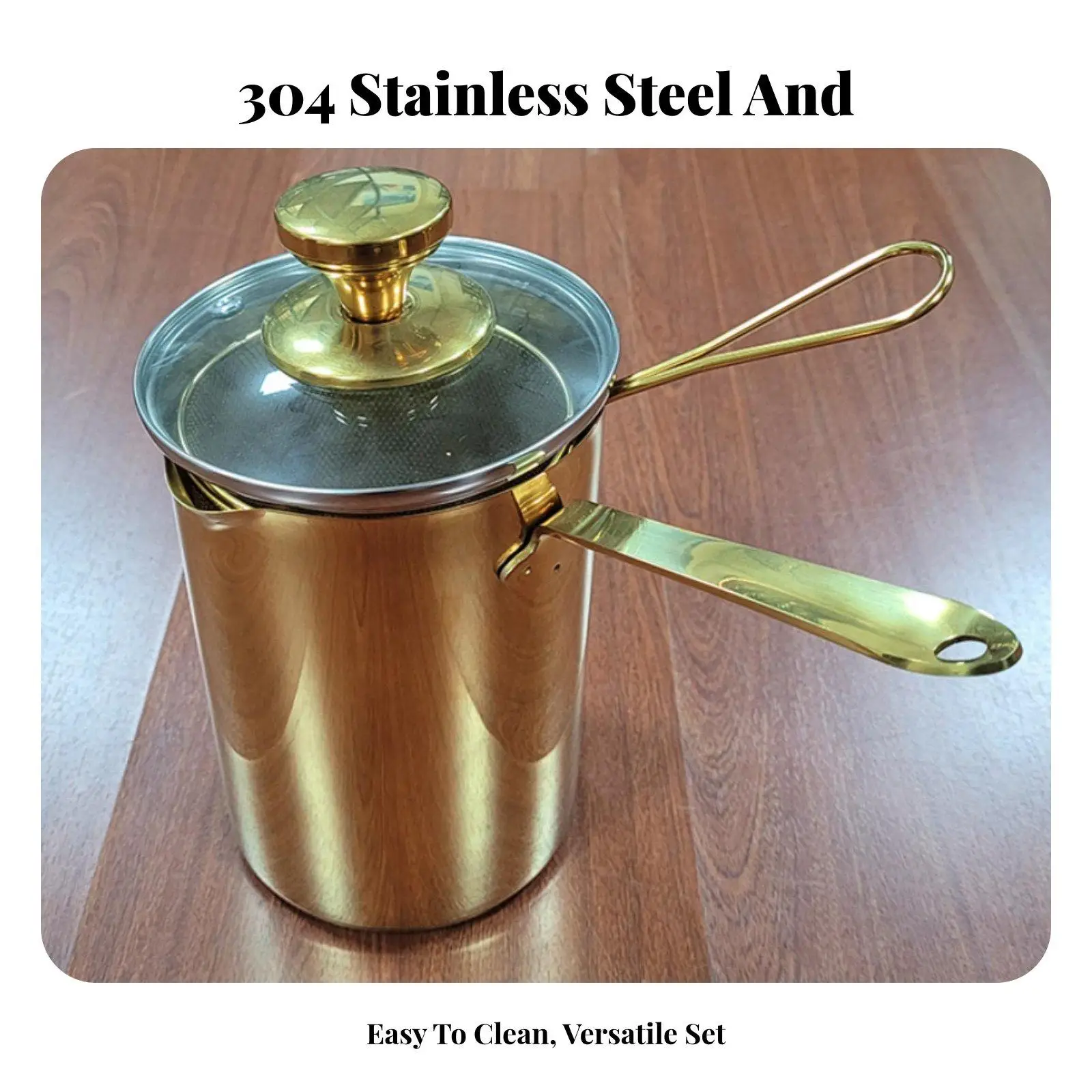Deep Fryer Pot with Strainer Basket Multi-Functional Mini Deep Fryer Pot