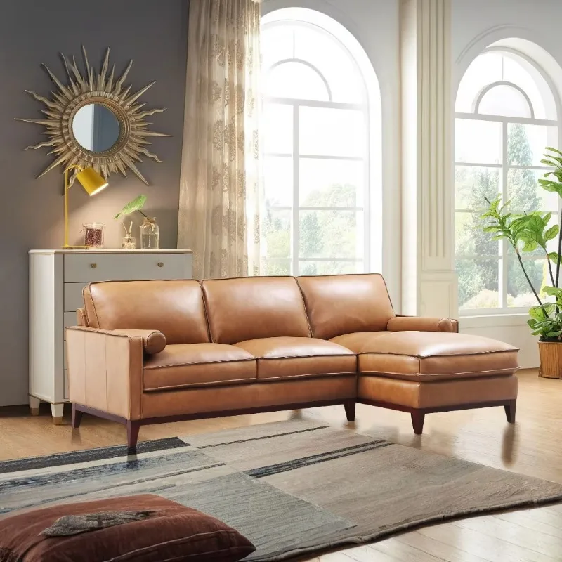 

Классический кожаный диван для офиса и гостиной, коричневый, L-образный, роскошный, 2-3-местный, секционный комплект