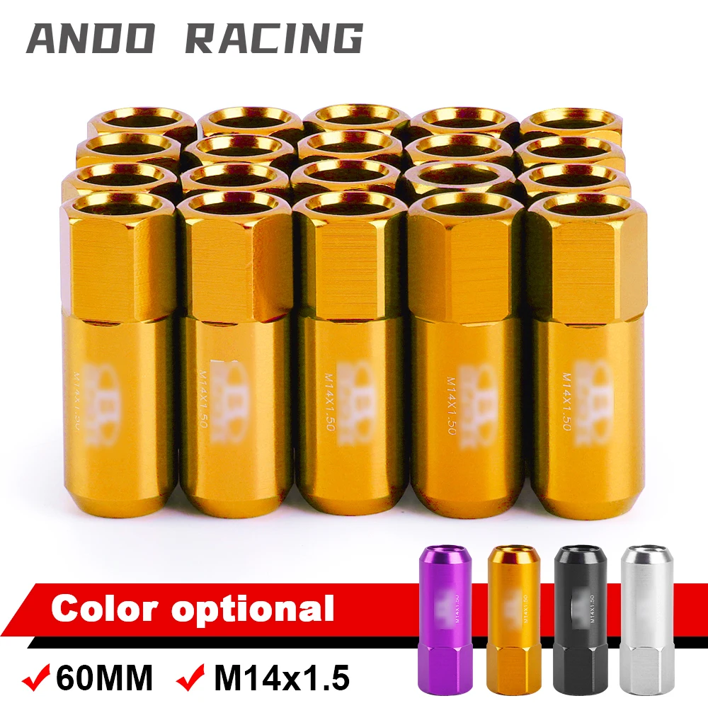 60/50mm Wheel Nuts M14 X 1.5/M12 X 1.5 20PCS/Set Car-Styling Aluminum Racing Lug Wheel Nuts Screw Anodized Wheel Bolts