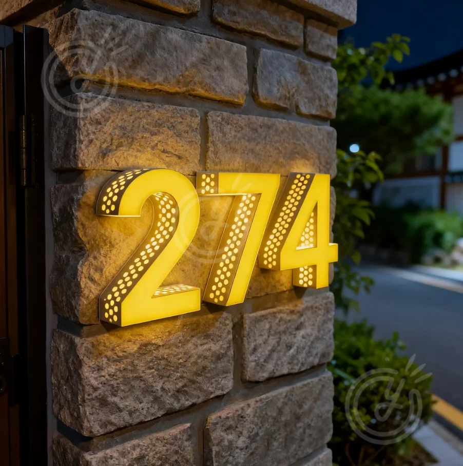 Custom Outdoor LED Signs Logo House Number 3D Lighted House Address Sign Letter Waterproof Illuminated Side Lit Number signage