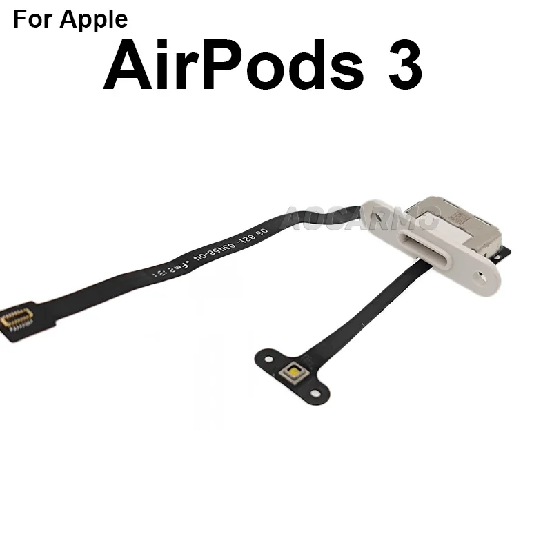 Aocarmo For Apple AirPods 1 2 3 Pro A2190 Earphone Battery Compartment Charging Port Charger Dock Lightning Interface Connector