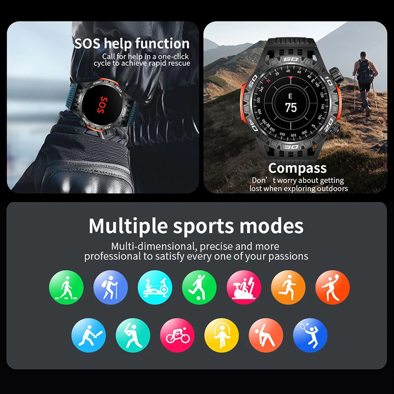 HT22 Smart Uhr Männer Frauen Digitale Armbanduhren Bluetooth Anruf Smartwatches Elektronische Armbanduhr GPS Tracker Fitness Armband