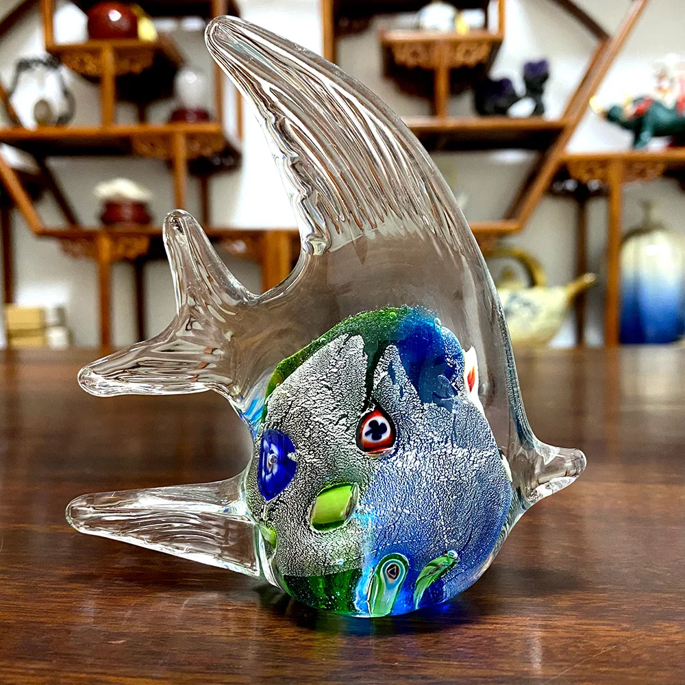 Crystal Fish Figurine Lovely Glass Blown Fish Tank Using Statue Hand Made Modern Ornament Home Table Decor Kids Gift